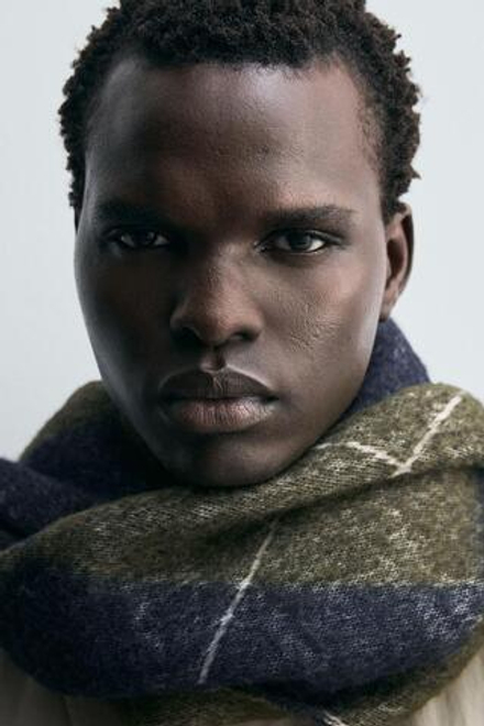 ZARA ШАРФ ИЗ ЖАККАРДА С РОМБАМИ, ЗЕЛЕНОВАТО-СИНИЙ