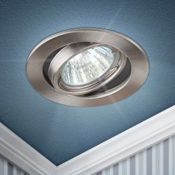 Светильник встраиваемый штампованный ЭРА ST2A SN под лампу MR16 GU5.3 поворотный сатин никель | Штампованные встраиваемые светильники