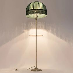 Citilux Базель CL407932T Торшер бронза со столиком и зелёным абажуром