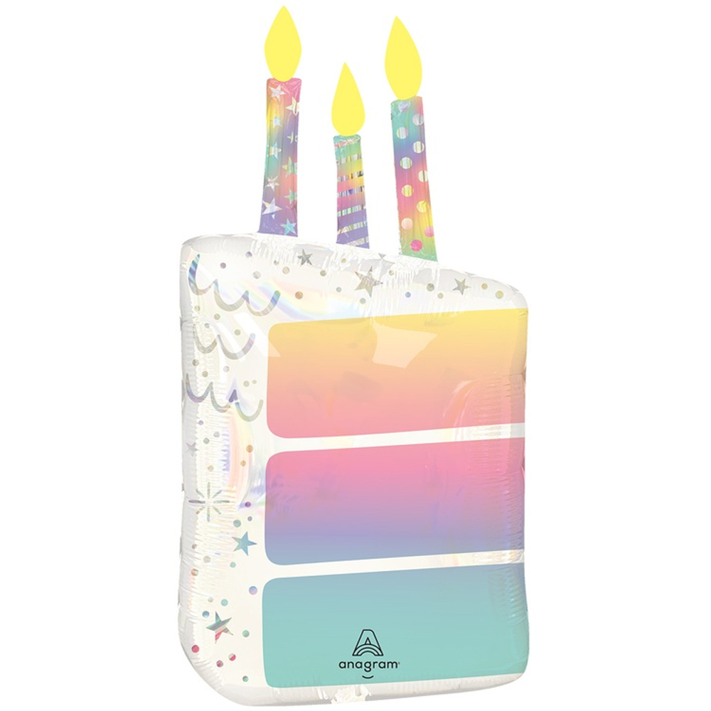 Фигурный шарик с гелием в виде кусочка торта со свечами