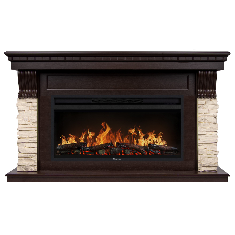 Каминокомплект: Очаг Electrolux EFP/P-4220LS, портал Michigan 42/40/36, камень мол., шп. тем. дуб