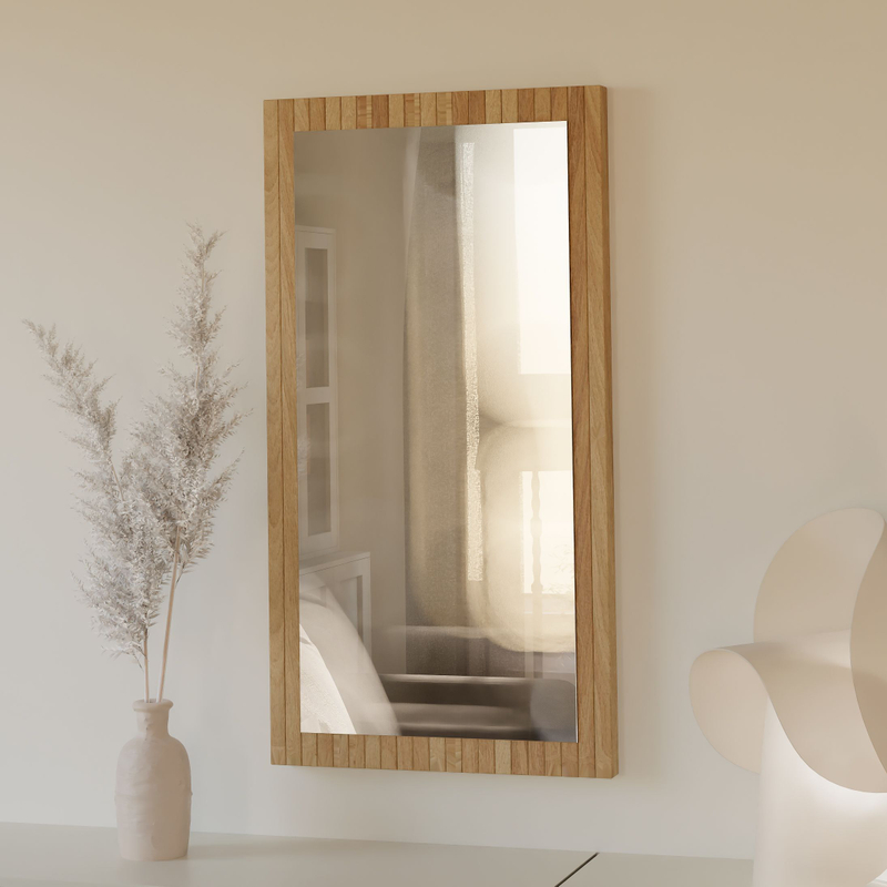 Зеркало настенное, 63х120, Пиафорте, прямоугольное, в раме, коричневое, массив дуба, Dipriz