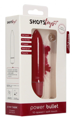 Красная удлинённая вибропуля Power Bullet Black - 8,3 см. (Цвет: красный)