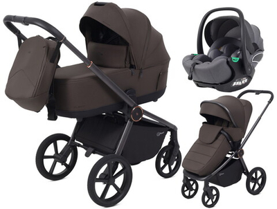 Детская коляска Rant Flex Therm Soft 3 в 1 с автокреслом Evomax Grey Shine Brown