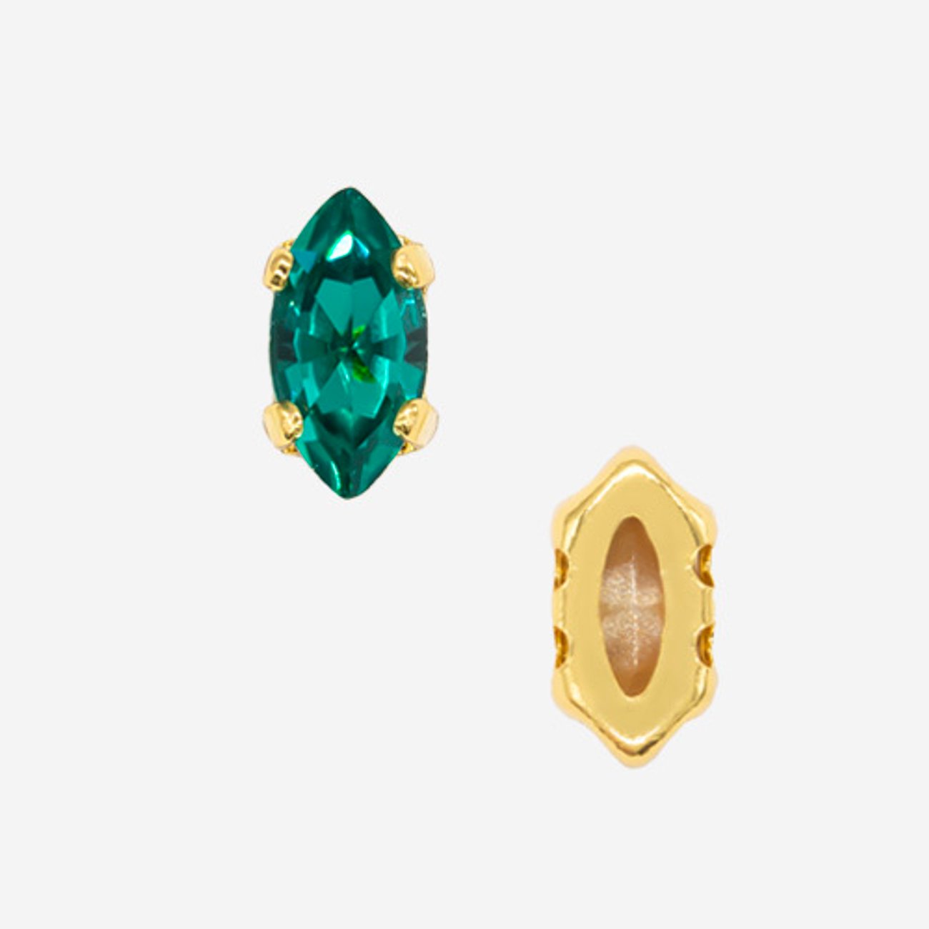 Кристалл Маркиз (Marquise Fancy Stone) в цапах, оттенок "Голубой Циркон"/"Blue Zircon", 6*3мм, позолота