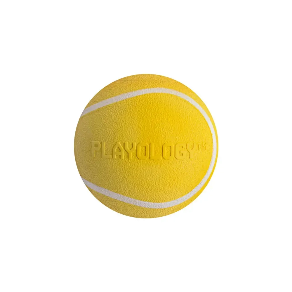 Playology squeaky chew ball хрустящий жевательный мяч для собак с пищалкой и с ароматом курицы, 6 см, желтый
