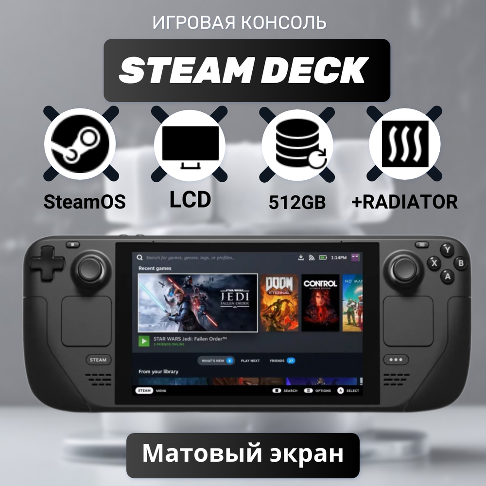 Игровая приставка Valve Steam Deck LCD 512 GB (апгрейд) SSD с дополнительным радиатором SSD