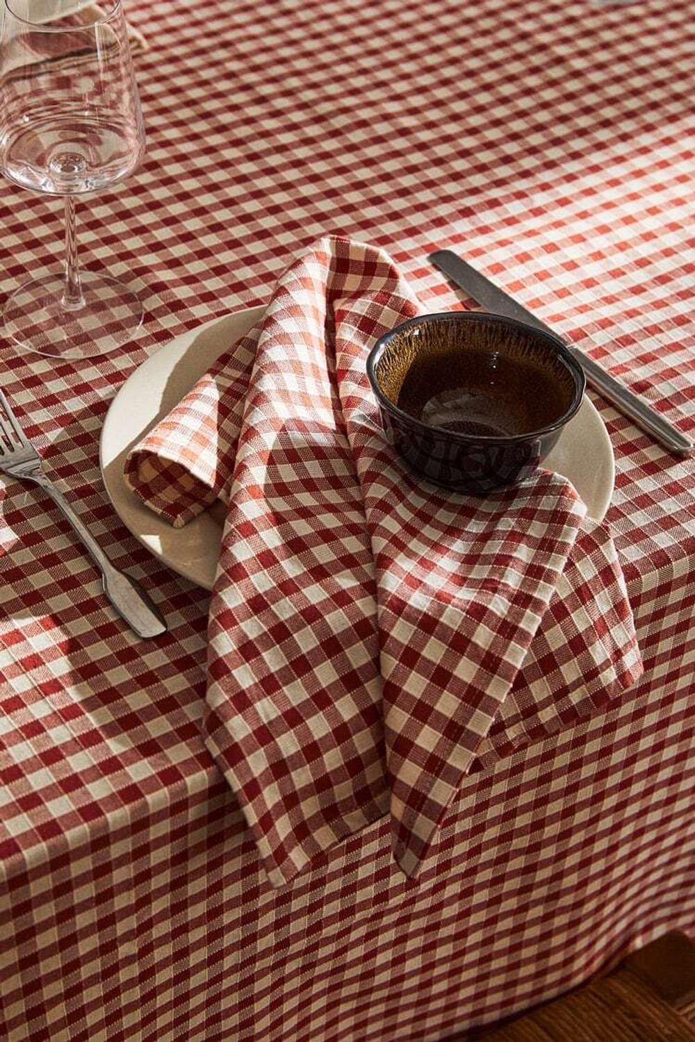 ZARA HOME САЛФЕТКИ ИЗ ХЛОПЧАТОБУМАЖНОЙ ТКАНИ В КЛЕТКУ (УПАКОВКА ИЗ 2 ШТУК), ЧЕРЕПИЧНЫЙ