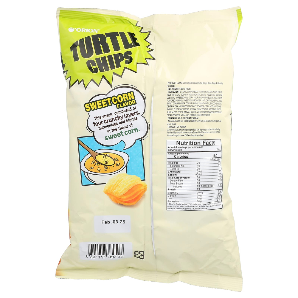 Orion, Turtle Chips, сладкая кукуруза, 160 г (5,65 унции)