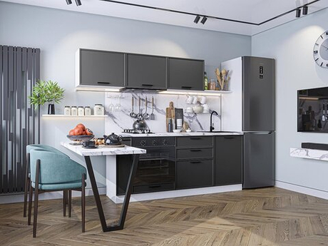 Прямая модульная кухня Фрейм-01 Stormy Silk - Белый 1782*2300*600