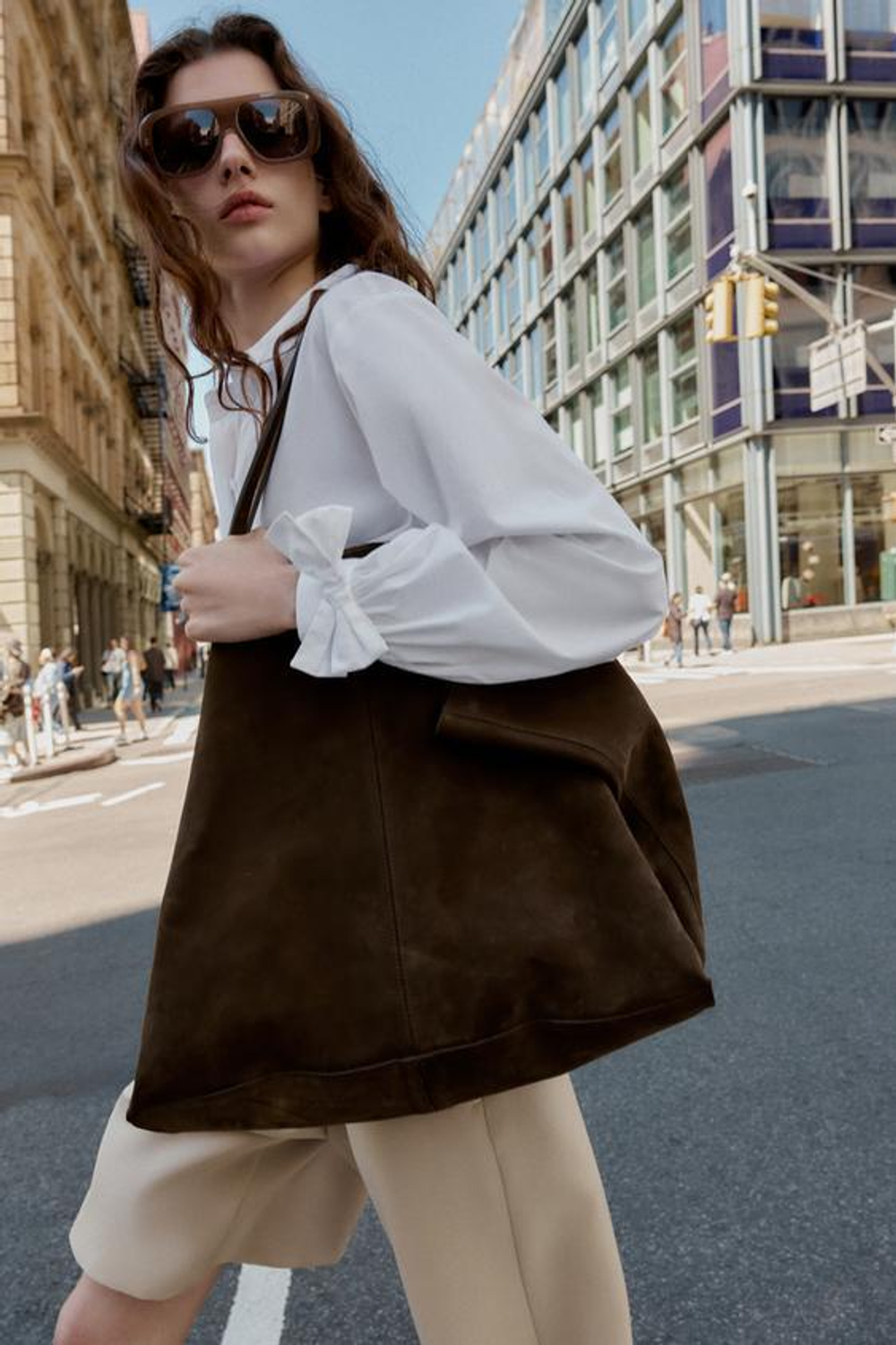 ZARA БЕРМУДЫ С ПЕРЕКРЕСТНОЙ ЗАСТЕЖКОЙ, РЫЖЕВАТО-КОРИЧНЕВЫЙ