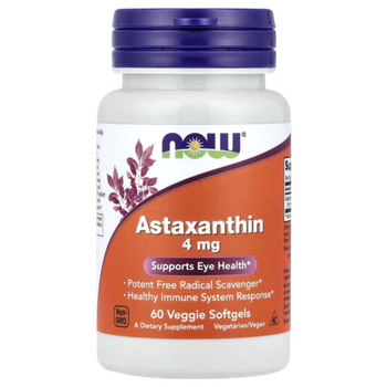 Now Foods Astaxanthin 4 mg 60 Veggie Softgels , Астаксантин