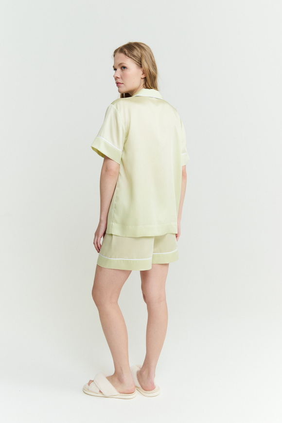 Блуза из тенселя с кантом лайм
