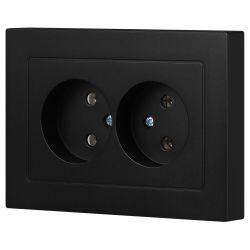 Розетка Intro Accent 6-204-05 2х2P, 16А-250В, IP20, СУ, AL/CU, антрацит | Intro