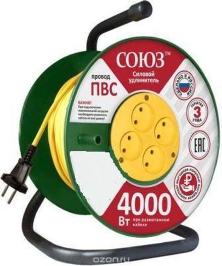 Удлинитель ТМ Союз сил. на катушке с 4 гн. 4000 Вт 30м