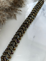 Браслет из бисера "Змейка" ручной работы, цвет - Бронза тёмная