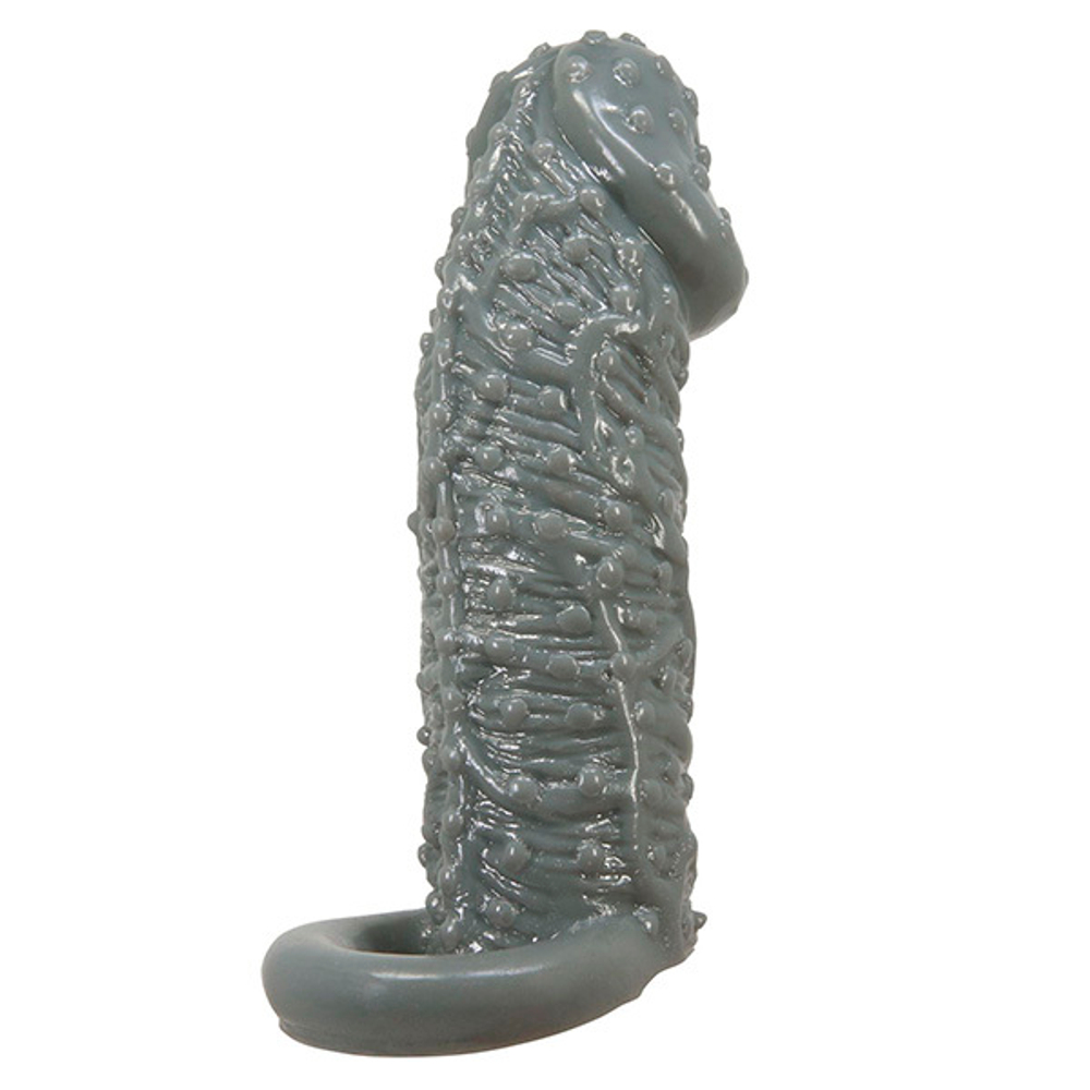 Серая насадка-удлинитель 13см с точками и подхватом мошонки Pretty Love Fogg BI-016013-2