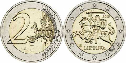 Литва 2 евро, 2015-2024 Рыцарь XF
