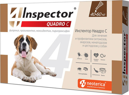 INSPECTOR QUADRO Капли от блох, клещей и гельминтов для собак от 40 до 60 кг