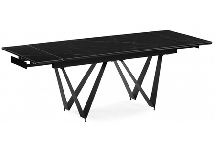 Стеклянный стол Марвин 160(220)х90х76 черный мрамор / черный
