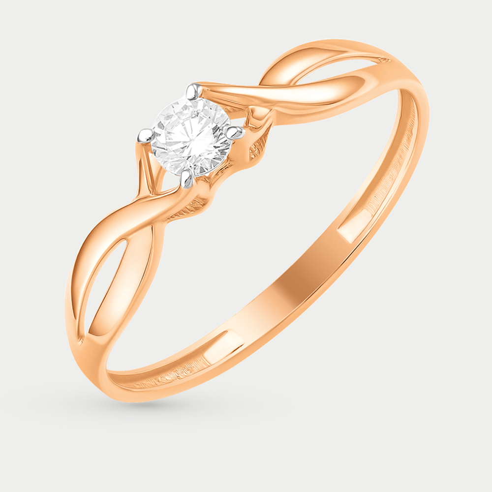 Кольцо из розового золота 585 пробы с фианитами для женщин (арт. К13218421)