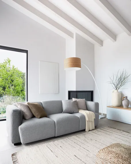 Тумба под ТВ Abilen шпон дуба и белый лак 200 x 44 cm