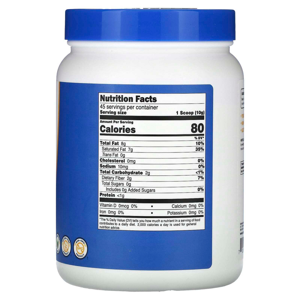 Nutricost, кокосовое масло в порошке, без добавок, 454 г (16 унций)