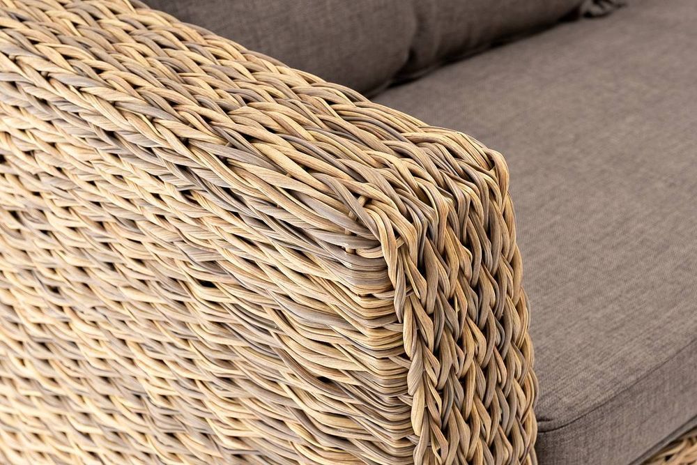 "Капучино" диван из искусственного ротанга (гиацинт) двухместный, цвет соломенный