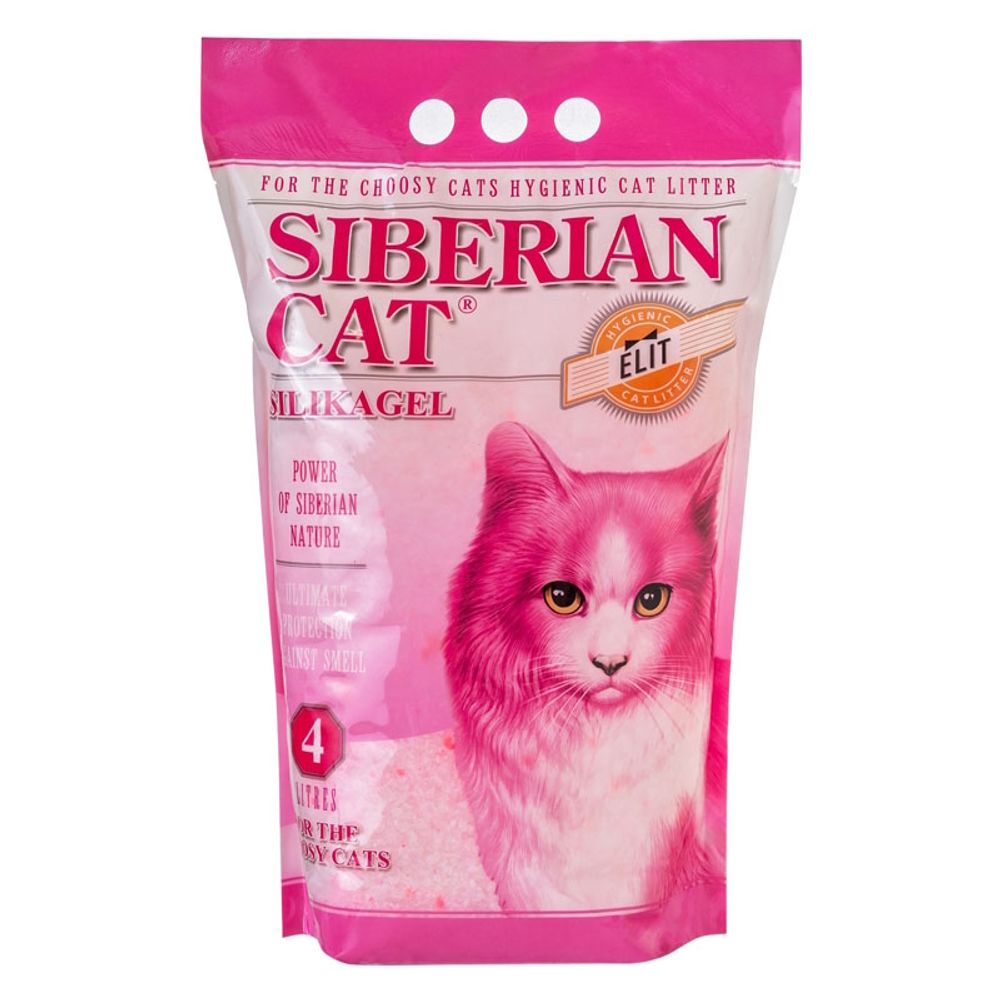 Наполнитель для кошачьего туалета, Сибирская Кошка "Элита", силикагель (розовые гранулы) для привередливых