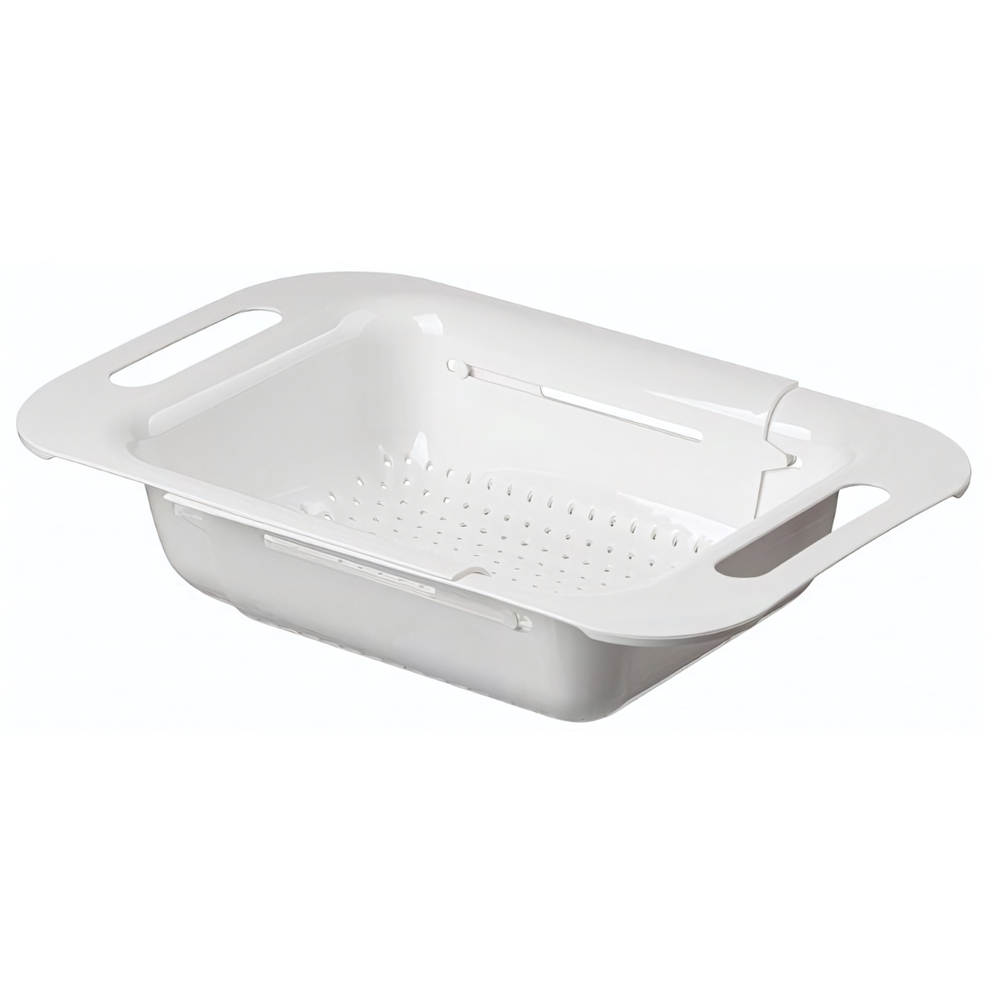 Дуршлаг "Bergamo" раздвижной (белый) для промывания и сушки овощей, грибов, фруктов, ягод, зелени