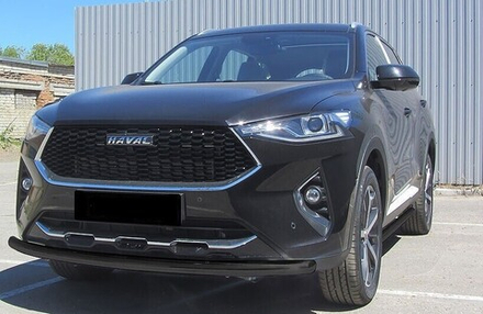 Защита переднего бампера (нержавейка) Haval F7 F7x (2019-2023) d57 (черный)