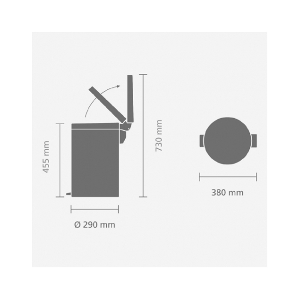 Ведро для мусора Brabantia МС полированная сталь 20л схема