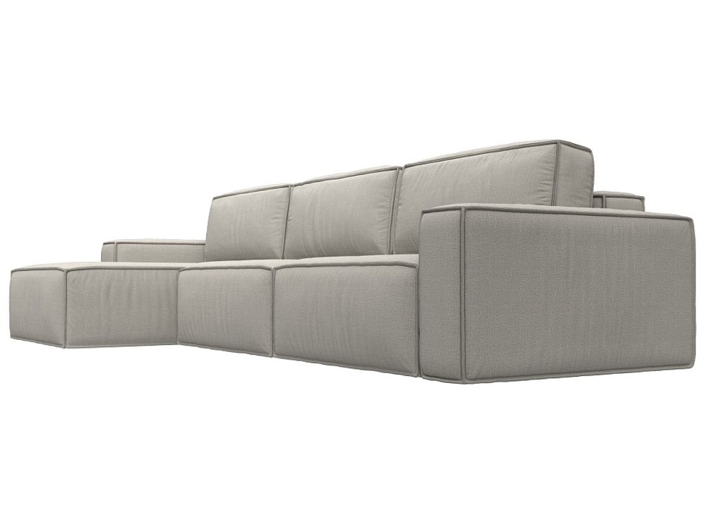 Диван угловой Прага Классик лонг левый угол, Амур 02 бежевый, Рогожка, 125534L