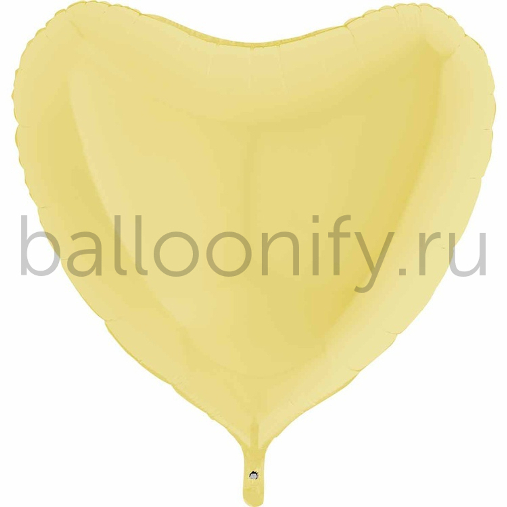 Фольгированная фигура, сердце, 36"/91СМ Пастель Matte Yellow