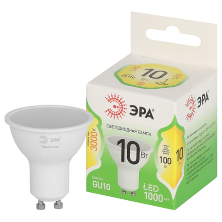 Лампа светодиодная ЭРА GREEN LINE LED MR16-10W-830-GU10 GL 10Вт софит теплый свет GU10
