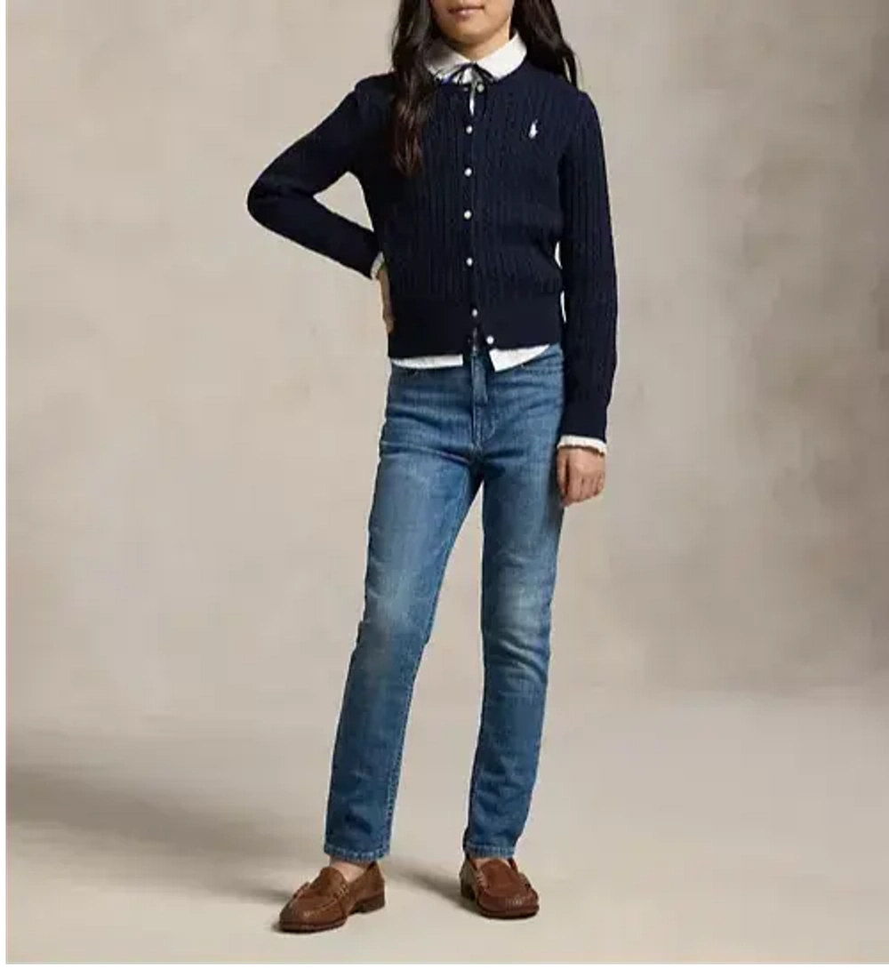 Джинсы с высокой посадкой и стрейчем для девочек Ralph Lauren