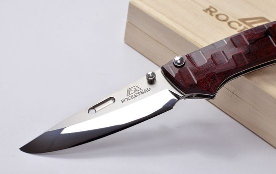 Премиальный японский нож Rockstead RIN-ZDP (RD) 67 HRC - рукоять титан + бордовый эбонит, сталь ZDP-189