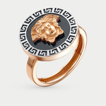 Кольцо женское из красного золота 585 пробы с ониксом (арт. 110413)