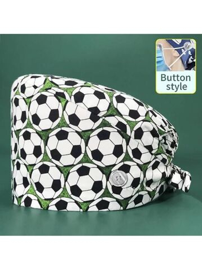 Шапочка медицинская, принт "Футбольные мячи", зеленый