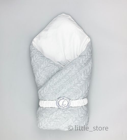 Конверт-одеяло на выписку "Косички" серый