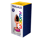 Золотистая анальная пробка 7см розовым кристаллом Cnex Wooomy Tralalo Rose Gold Metal Plug Small Magenta