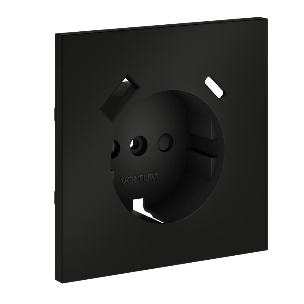 Накладка для розетки с заземлением и защитными шторками, с USB A+C, S70 (черный матовый)