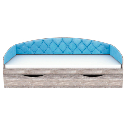 Кровать односпальная КарИВи Беллуччи с каретной стяжкой 80х190 Бетон Светло-синий, голубой