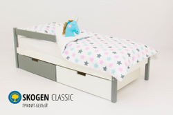 Детская кровать тахта с бортиком и ящиками Бельмарко Svogen графит белый