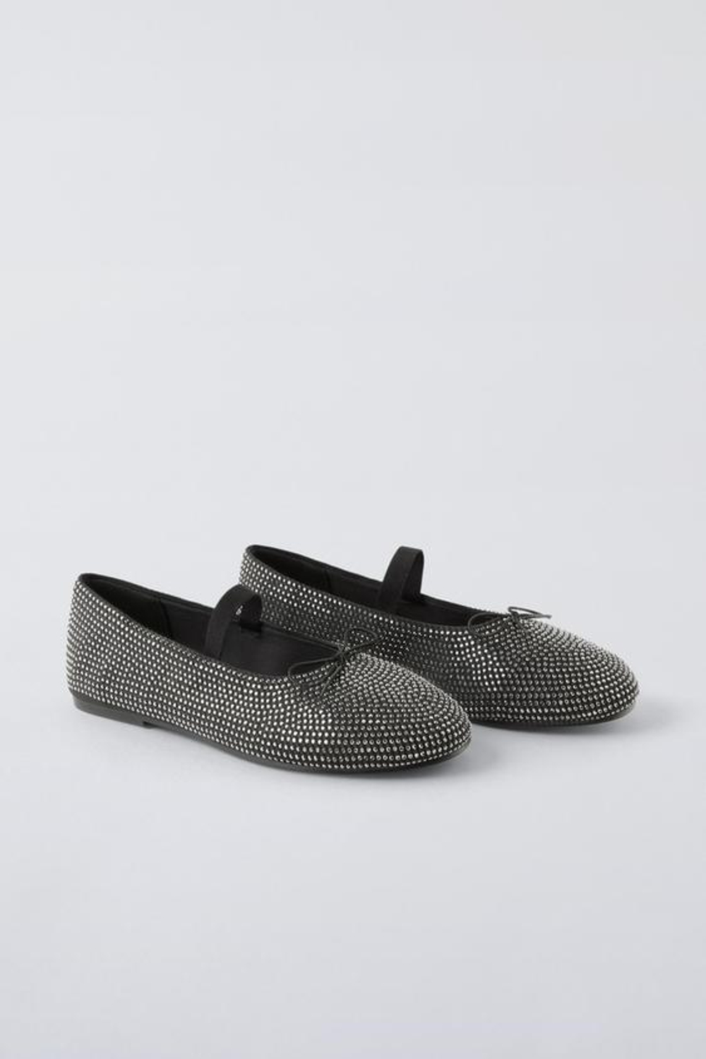 ZARA БАЛЕТКИ СО СТРАЗАМИ, ЧЕРНЫЙ
