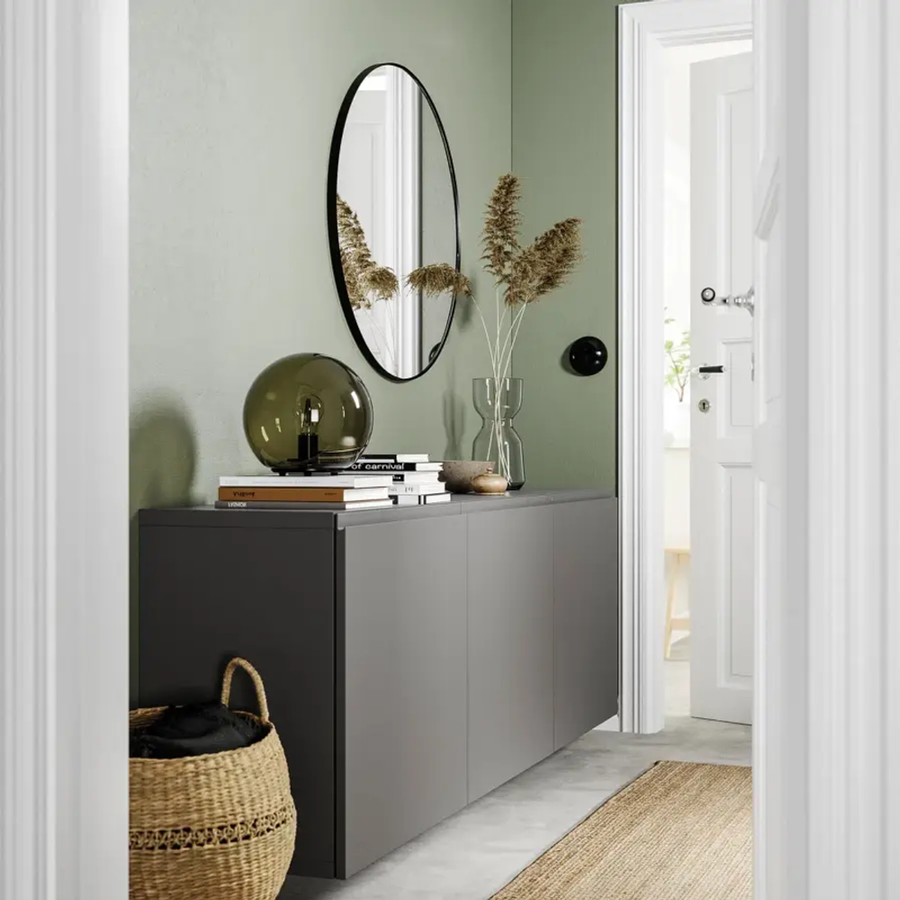Комбинация навесного шкафа - IKEA BESTÅ/BESTA/БЕСТО ИКЕА, 64х42х180 см, серый