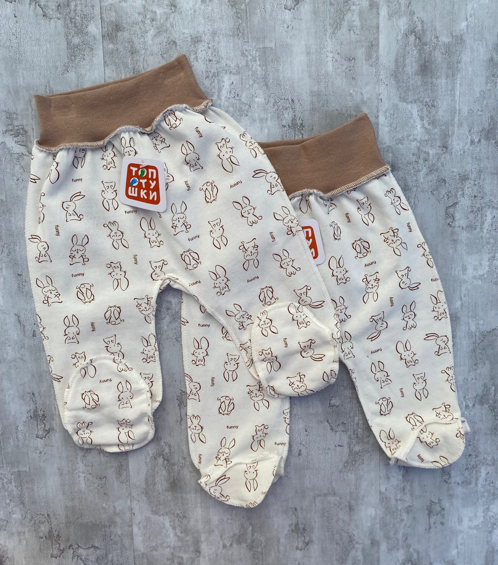 Ползунки-штанишки с закрытыми ножками на широкой резинке швы наружу 3311 коричневый (Размер: 62)