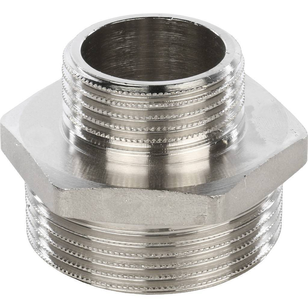 Ниппель STOUT переходной никелированный 1 1/2"x1" НР/НР