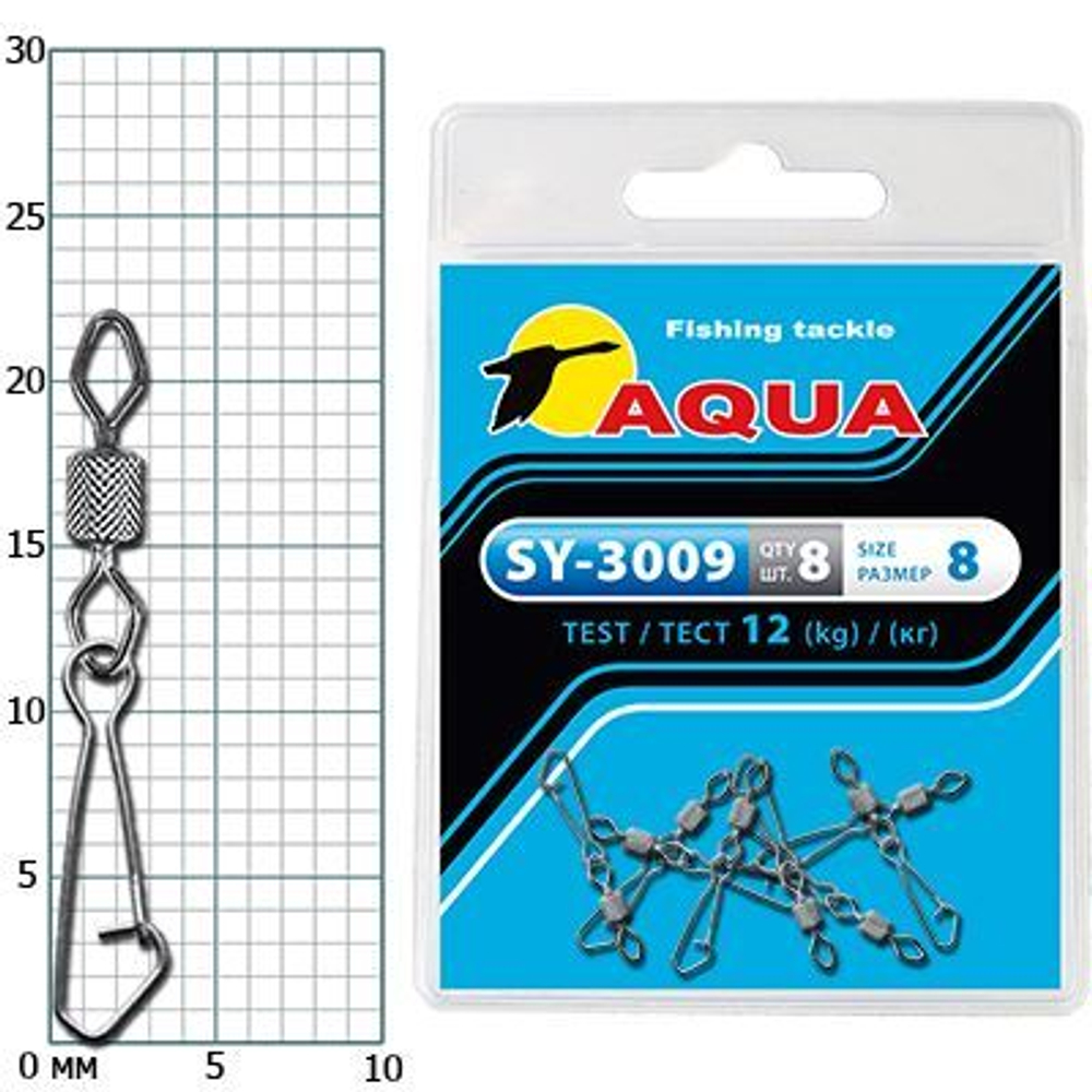 Карабин с вертлюгом рыболовный SY-3009 №07 (упк. 8 шт.)