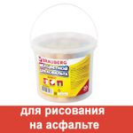 Мел цветной BRAUBERG, набор 20 шт., для рисования на асфальте, круглый, пластиковое ведро, 223557